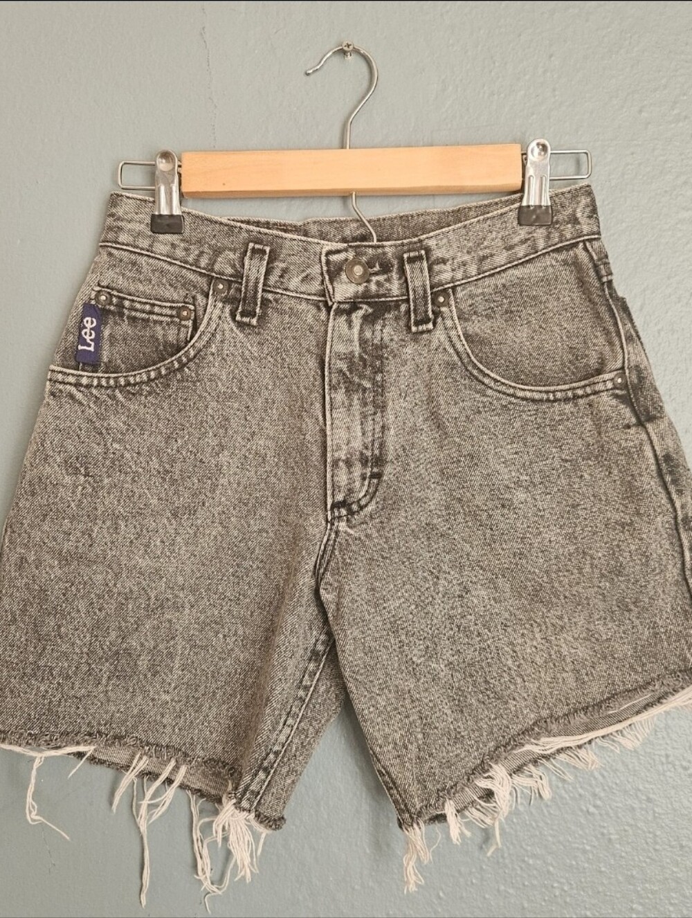 Lee High-Rise Acid Wash Denim Cutoff Shorts - Gray